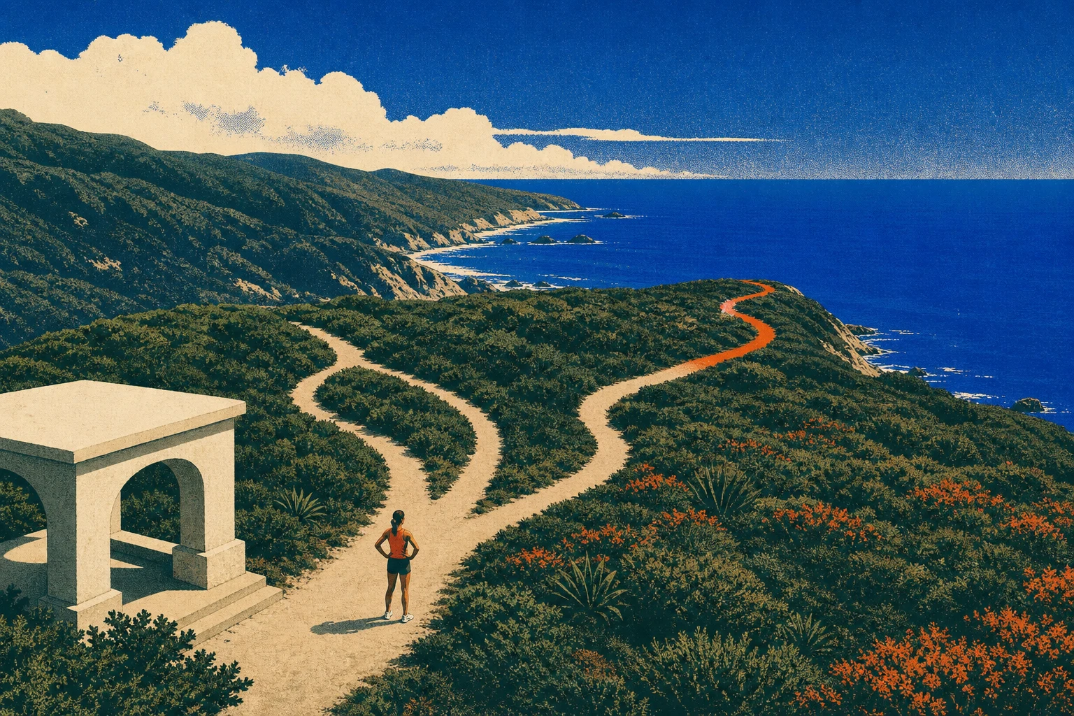 Coastal paths converging into one confident workout route